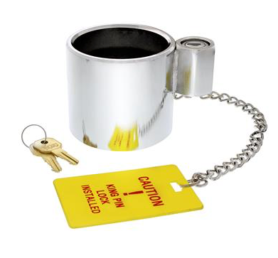 Heavy Duty Steel King Pin Lock With 12" Warning Tag