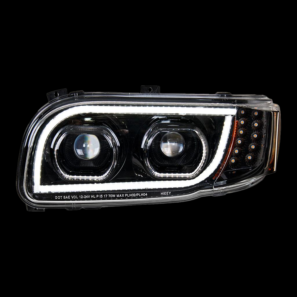 High Power LED Blackout Headlight w/ LED Position Light & LED Turn Signal (2008+) Peterbilt 388/389 - Driver