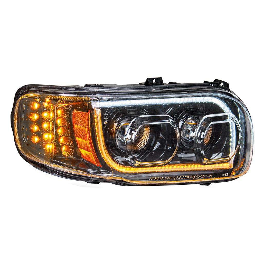 High Power LED Blackout Headlight w/ LED Position Light & LED Turn Signal For 2008+ Peterbilt 388/389 - Passenger