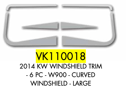 Kenworth 2014 W900 Exterior Windshield Trim - Curved Windshield - Large