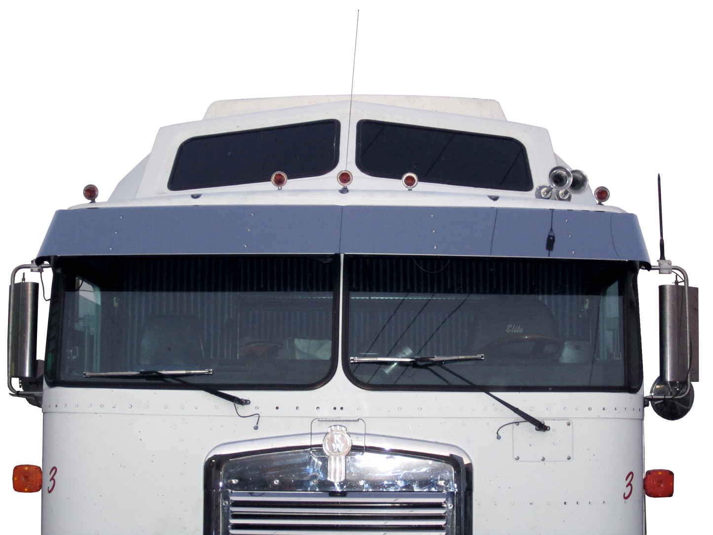 Kenworth K100E/K100C Cabover 13" Drop Visor (Arc 3-Hole Side Mount)