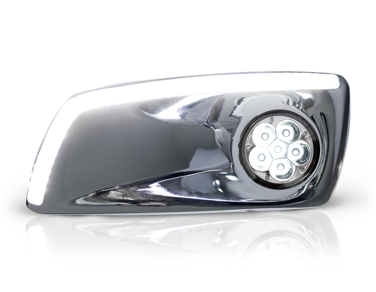 KENWORTH T660 FOG LAMP FRAME WITH DAYTIME RUNNING LIGHT AND LED FOG LIGHT (DRIVER)