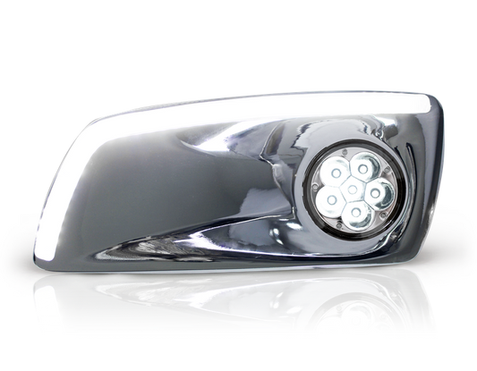 KENWORTH T660 FOG LAMP FRAME WITH DAYTIME RUNNING LIGHT AND LED FOG LIGHT (DRIVER)