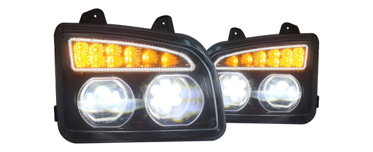 KENWORTH T880 LED HEADLIGHT W/ SEQUENTIAL TURN SIGNAL BLACK (PASSENGER)