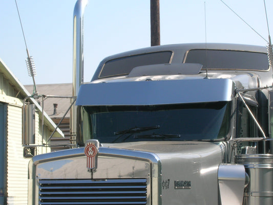 Kenworth W900/T800/T600/T660 High-Mid 13" Blind Mount Drop Visor (Curved Windshield) - 1 Piece.