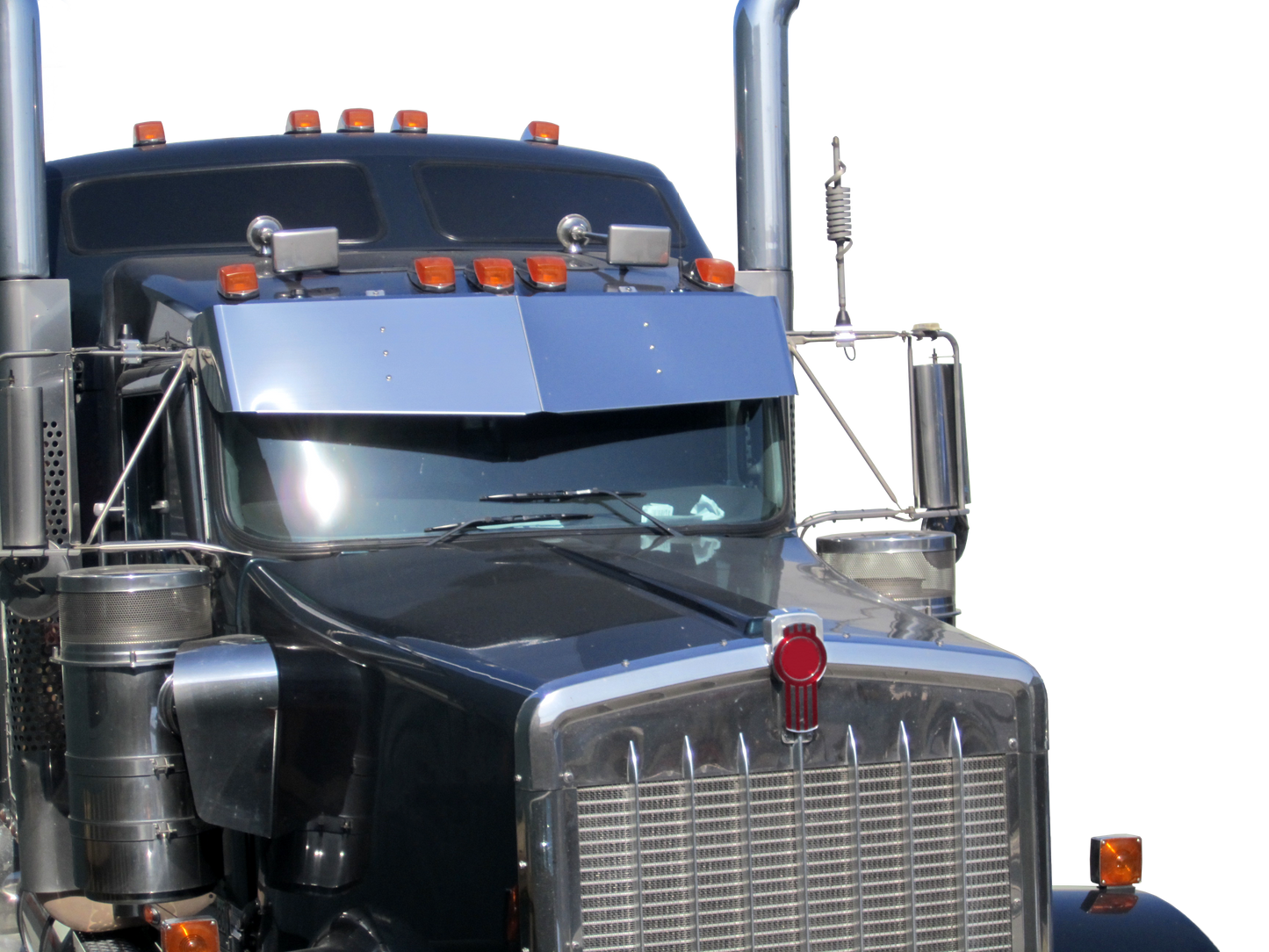 Kenworth W900L/T800/T600/T660 High-Mid 13" x 15" V-Style Visor (No Drilling, Curved Windshield)..