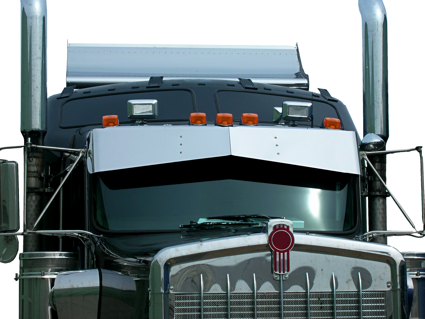 Kenworth W900L/T800/T600/T660 High-Mid 13" x 9" Bowtie Visor (No Drilling, Curved Windshield)