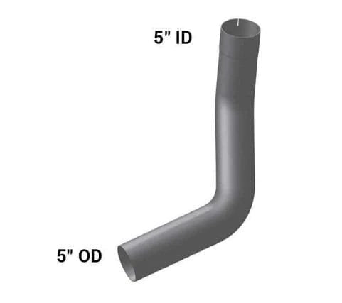 KW-18616RC - 5" 2-Bend Id/Od Pipe Right Chr Kenworth