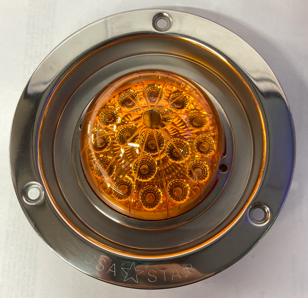 LED Cab Light With 17 Led W/Ring And 4" Light bezel (Amber/Amber Lens)