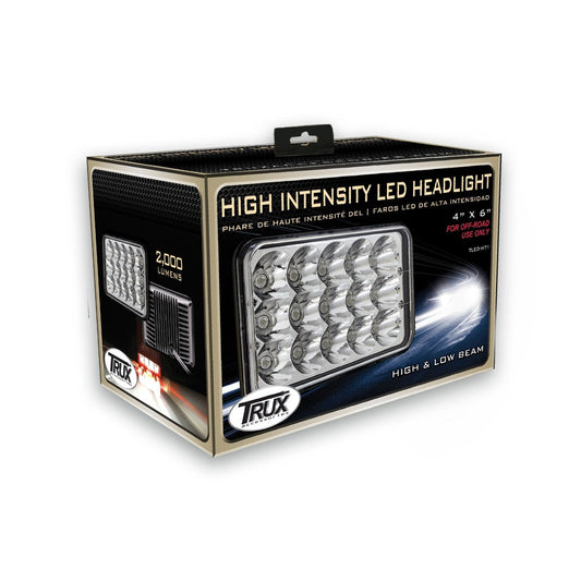 LED Headlight High Intensity 4" x 6" Plastic Lens. (NOT FOR SALE IN THE USA)