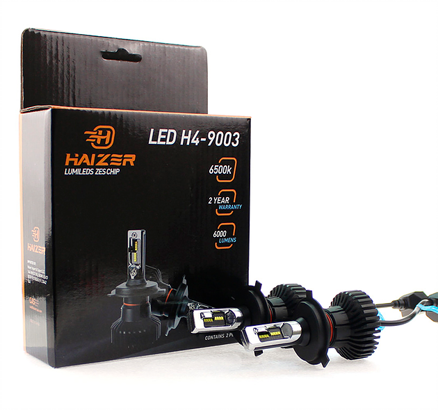 LED Light H4-9003 White - 6500K, 6000 Lumens HZR2 LED H4-9003