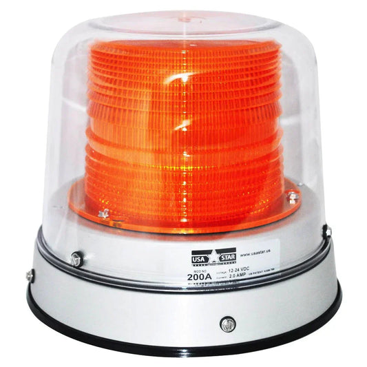 Led Strobe Heavy Duty, 8 Amber Lens, Clear Dome. Multi-Volt. Model 200Ah8L-A