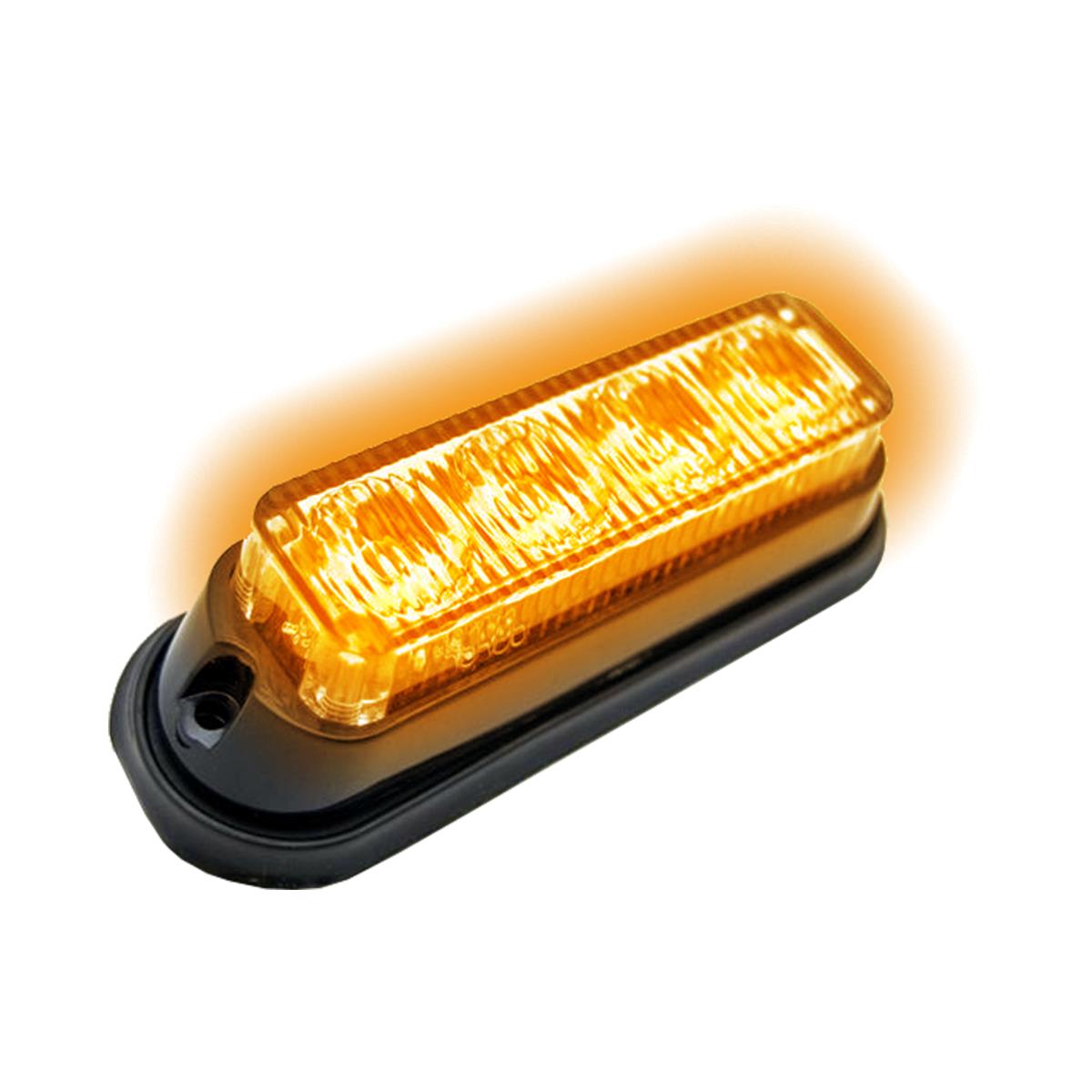 LED Warning Lamp 1” x 4” 4 Diode Mini-Strobe Amber Clear Lens