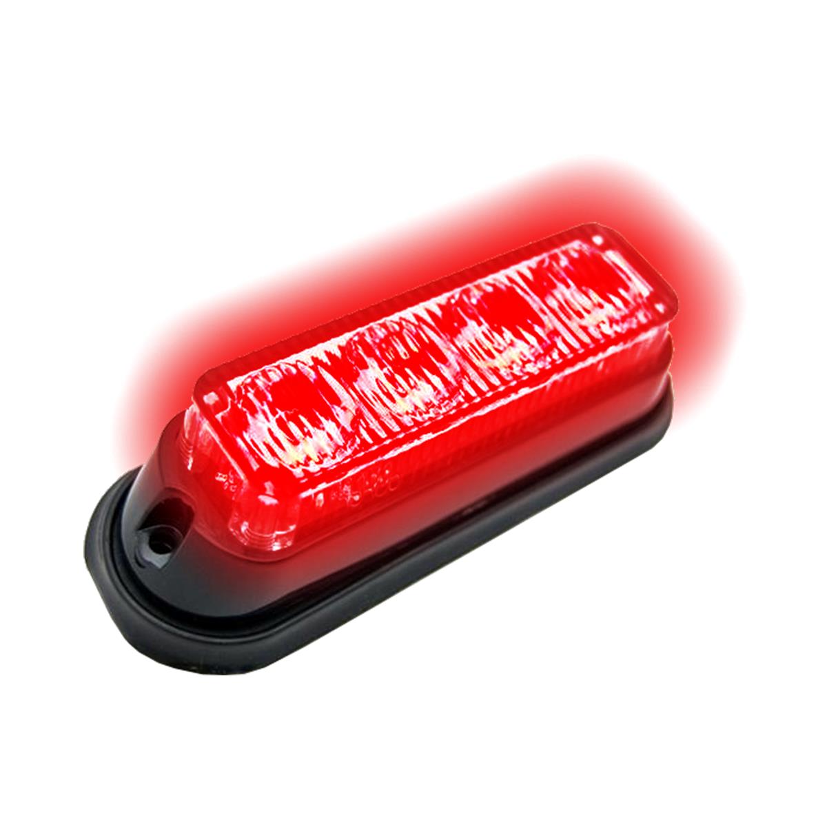 LED Warning Lamp 1” x 4” 4 Diode Mini-Strobe Red-Clear Lens