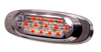 M72270RCL - 13 LED Red/ Clear Chrome Oval Clearance Marker Light LED