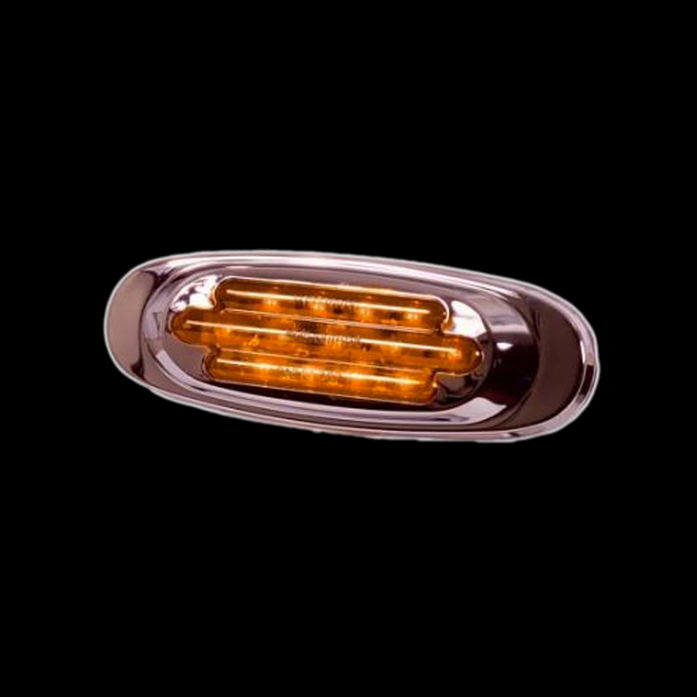 M72270Y - 13 LED Amber/ Amber Chrome Oval Clearance Marker Light LED