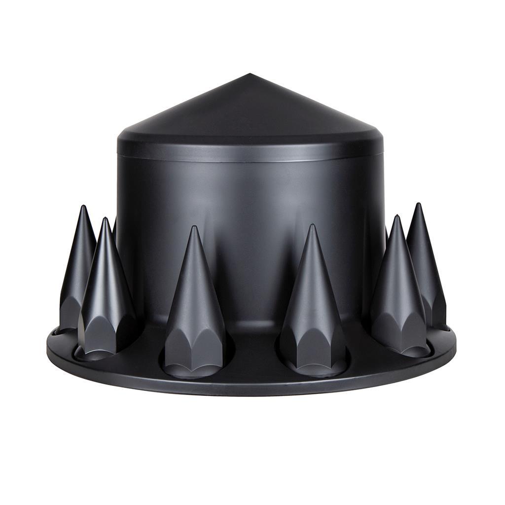 Matte Black Pointed Axle Cover Combo Kit w/ 33mm Spike Nut Covers & Nut