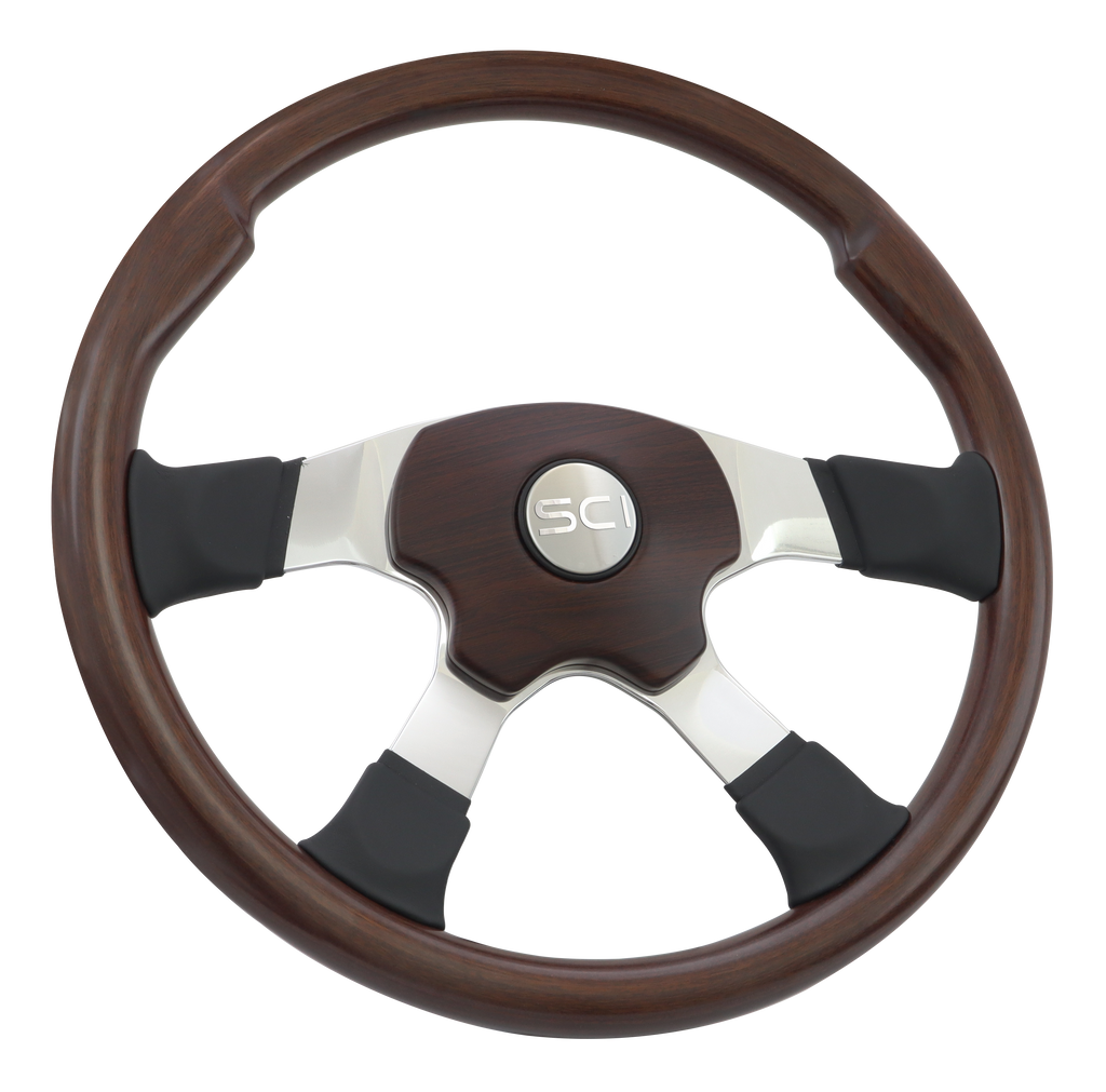 Matte Milestone 18" Matte Mahogany Wood Wood Rim Steering Wheel