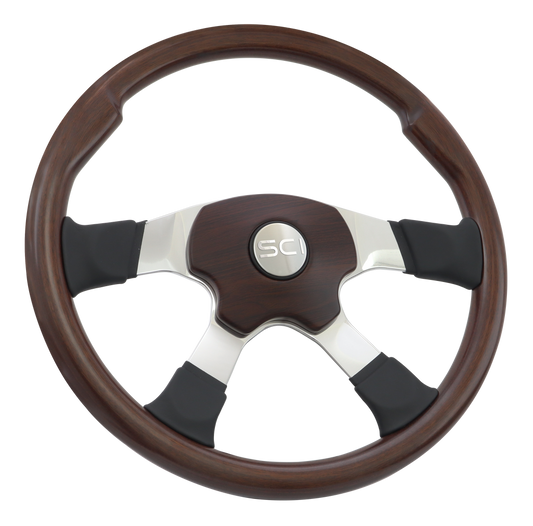 Matte Milestone 18" Matte Mahogany Wood Wood Rim Steering Wheel