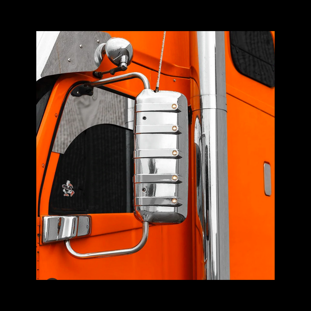 Mirror Cover Chrome Freightliner Century, Columbia, Coronado 2005+ , Fits Driver Or Passenger Side , 3/4” Light Amber/Amber Option. Each