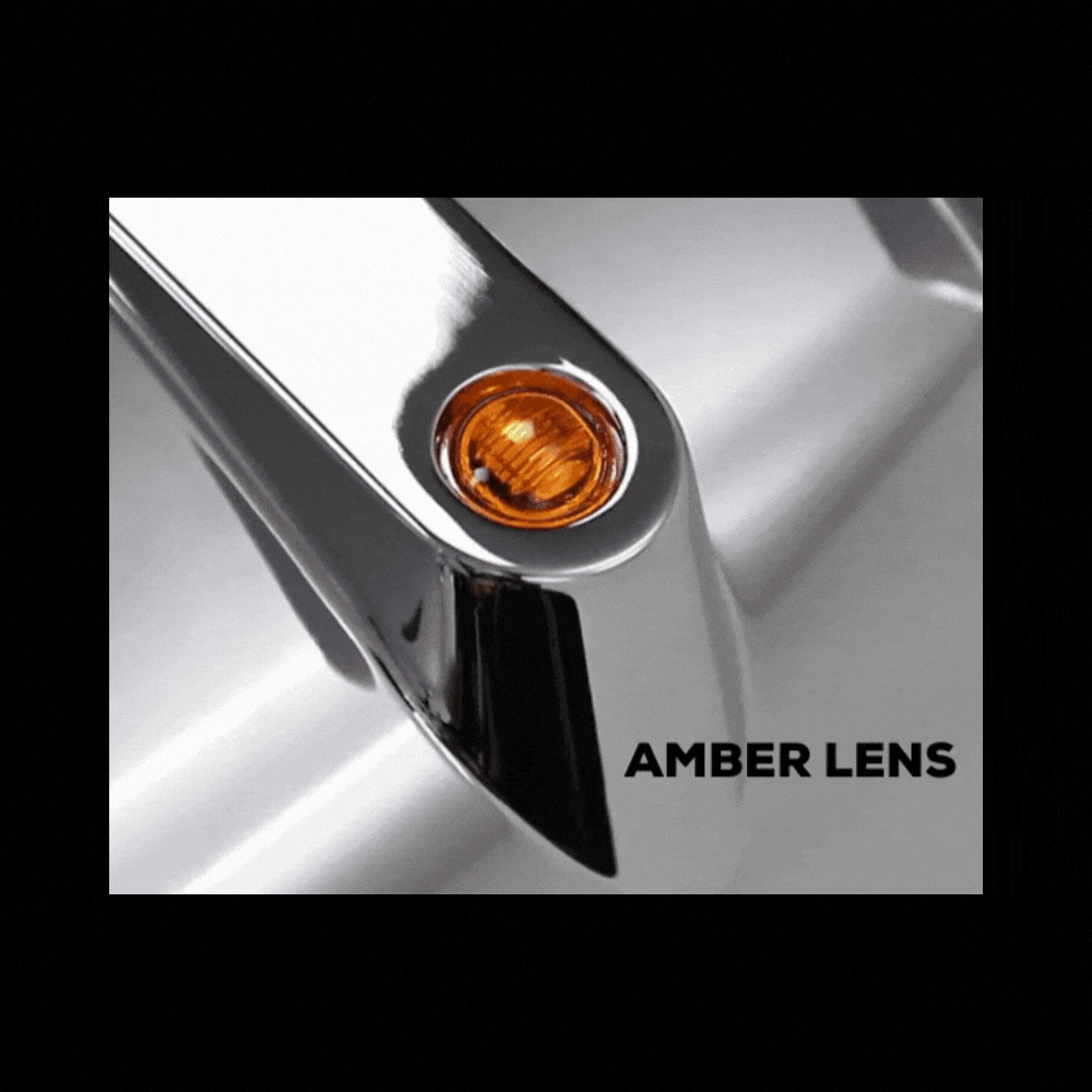 Mirror Cover Chrome Freightliner Century, Columbia, Coronado 2005+ , Fits Driver Or Passenger Side , 3/4” Light Amber/Amber Option. Each