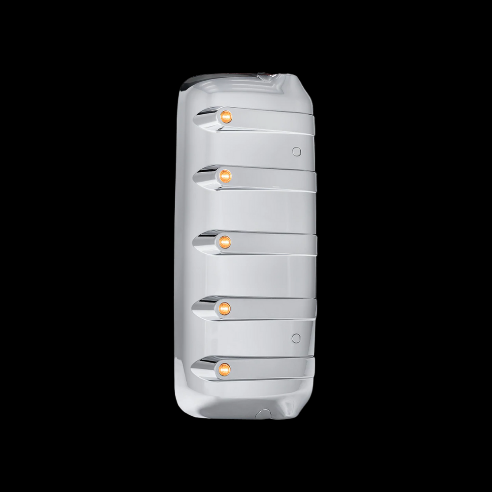Mirror Cover Chrome Freightliner Century, Columbia, Coronado 2005+ , Fits Driver Or Passenger Side , 3/4” Light Amber/Amber Option. Each