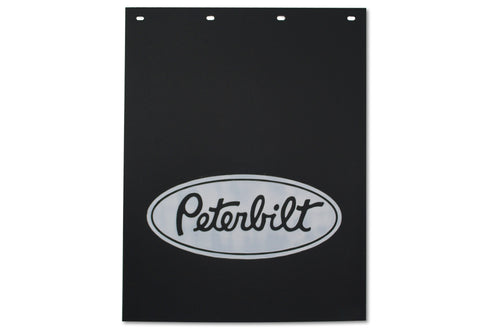 Mud Flap 24" X 30", 3/16", Polypro, Black W/ White Logo fits Peterbilt