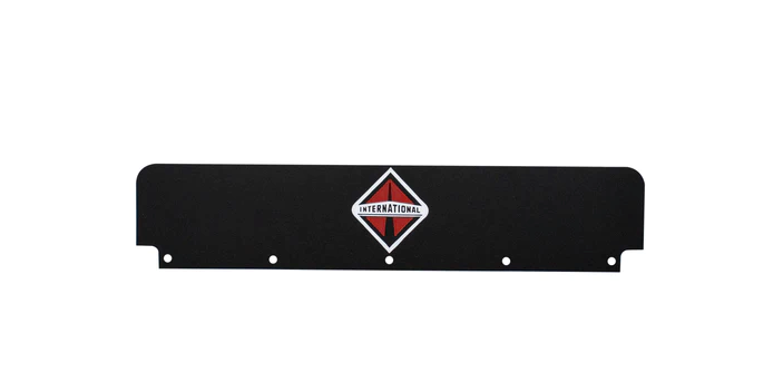 Mud Flap 24" x 5" Plastic Black Flap Kit For Quarter Fenders w/ International Logo & Hardware (Pair)