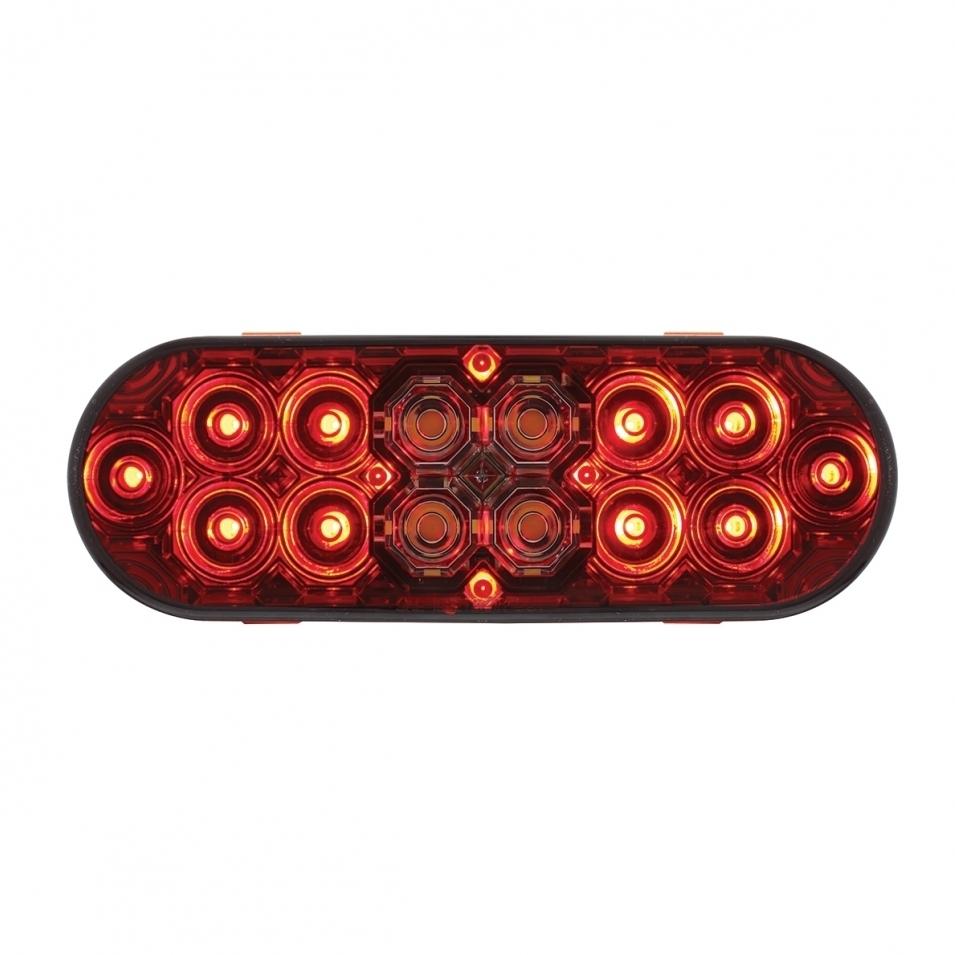 6 Oval Combo Light w/ 14 LED Stop Turn & Tail & 16 LED Back-Up-Red LED/Red Lens Lighting & Accessories