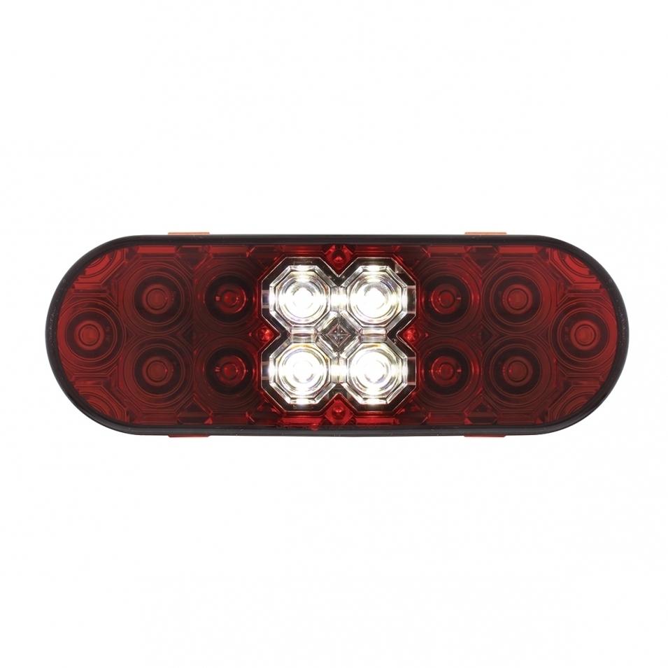6 Oval Combo Light w/ 14 LED Stop Turn & Tail & 16 LED Back-Up-Red LED/Red Lens Lighting & Accessories