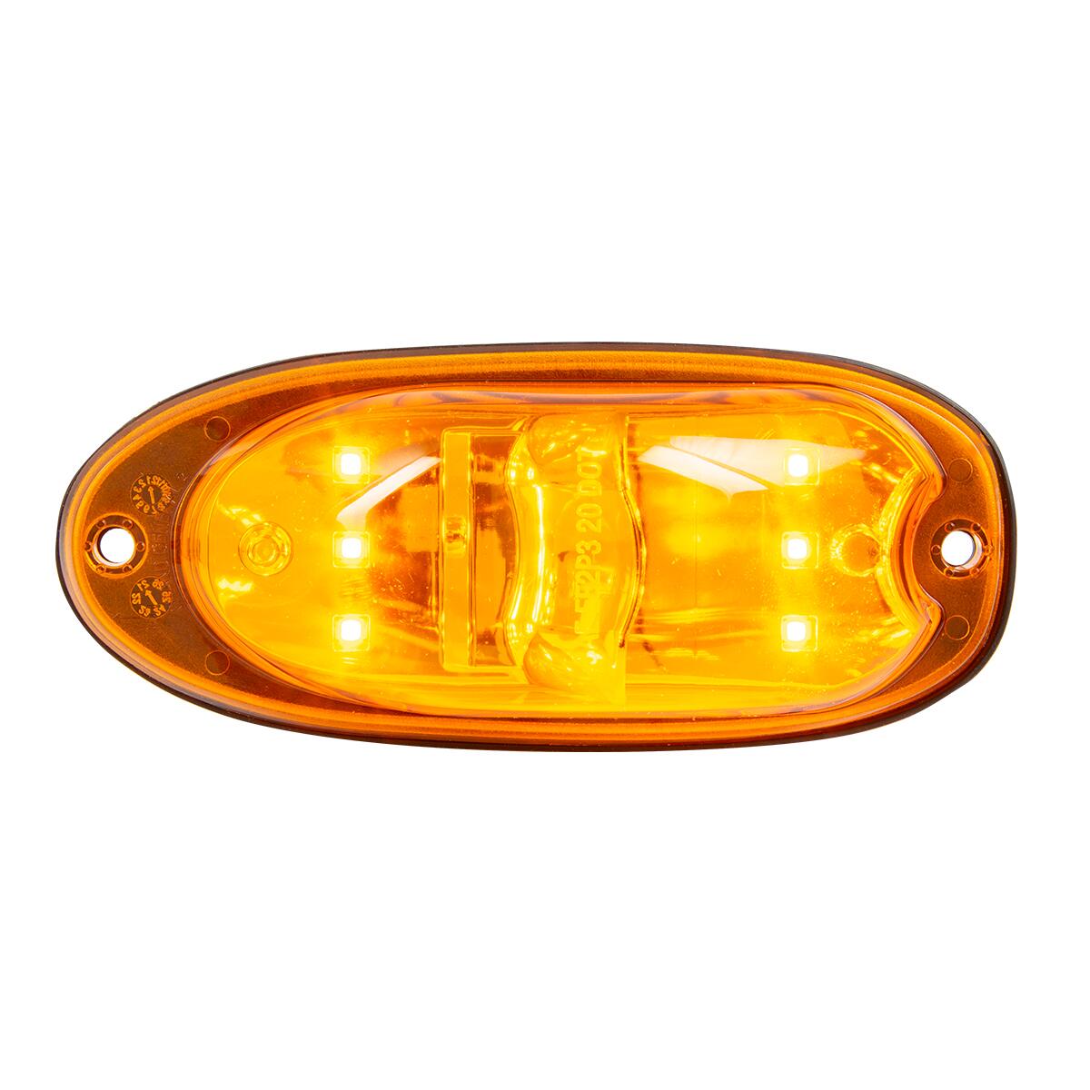 Oval Marker Flange Mount LED Side Light. Amber / Amber