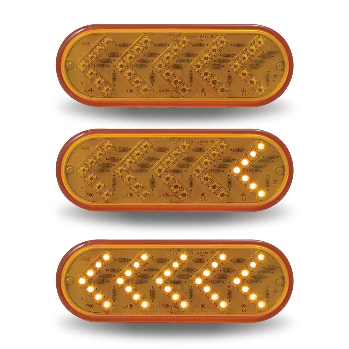 Oval Sequential Arrow Amber LED (35 Diodes)