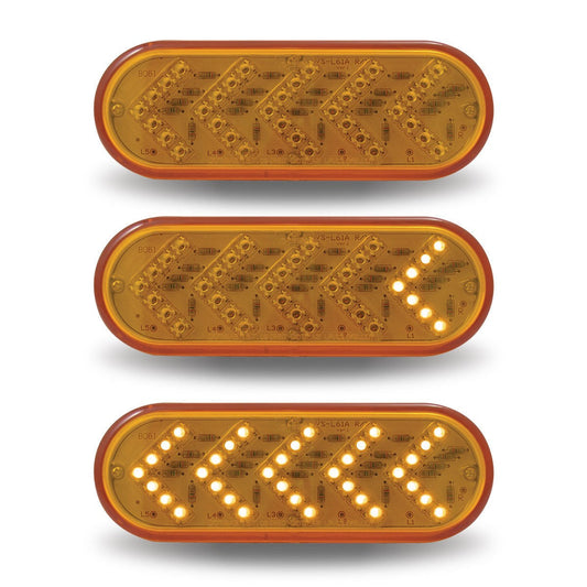 Oval Sequential Arrow Amber LED (35 Diodes)