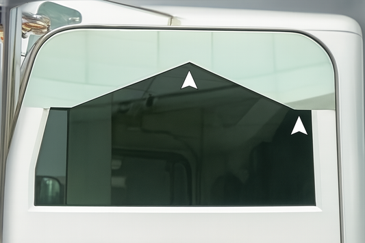 Peterbilt 379/386/388/389 8" x 4" Bowtie Chop Top (Cab Mounted Mirrors)