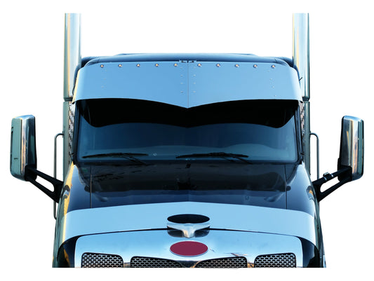 Peterbilt 579/567 16" x 19" Widows Peak Visor w/10-3/4" Light Holes (Mid & High-Roof)*Not For Ultra Loft*