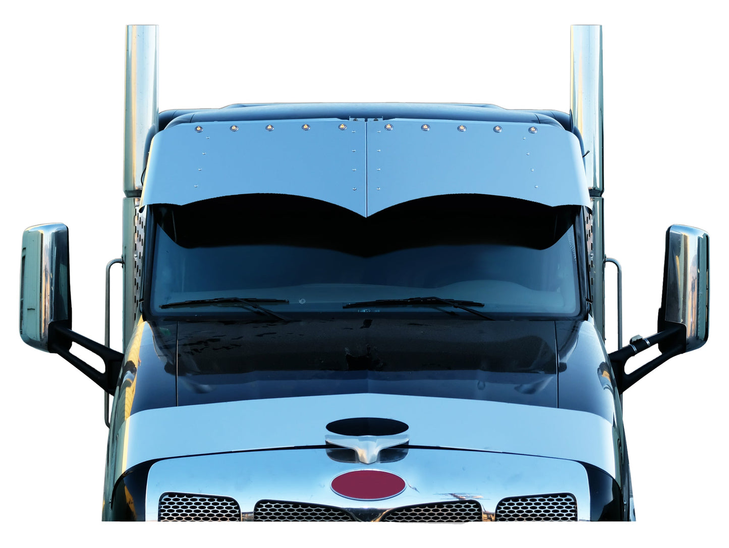 Peterbilt 579/567 16"x19" Twisted Visor w/10-3/4" Light Holes (Mid & High-Roof)*Not For Ultra Loft*