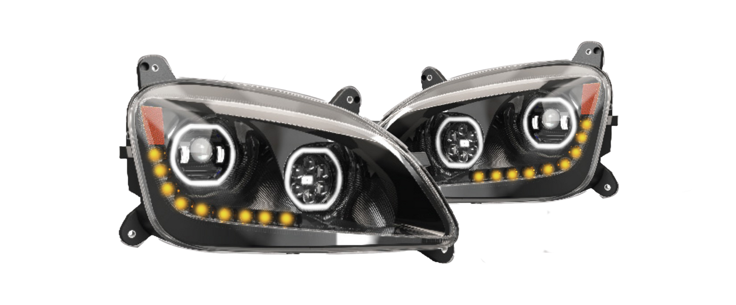 PETERBILT 587/ 579 2012-21 LED HEADLIGHT W/ HALO & SEQUENTIAL TURN SIGNAL BLACK (DRIVER)