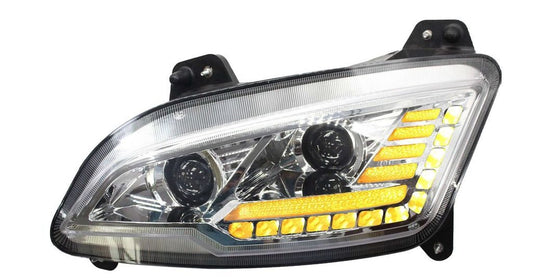 PETERBILT 587/ 579 2022+ LED HEADLIGHT W/ HALO & SEQUENTIAL TURN SIGNAL CHROME (DRIVER)