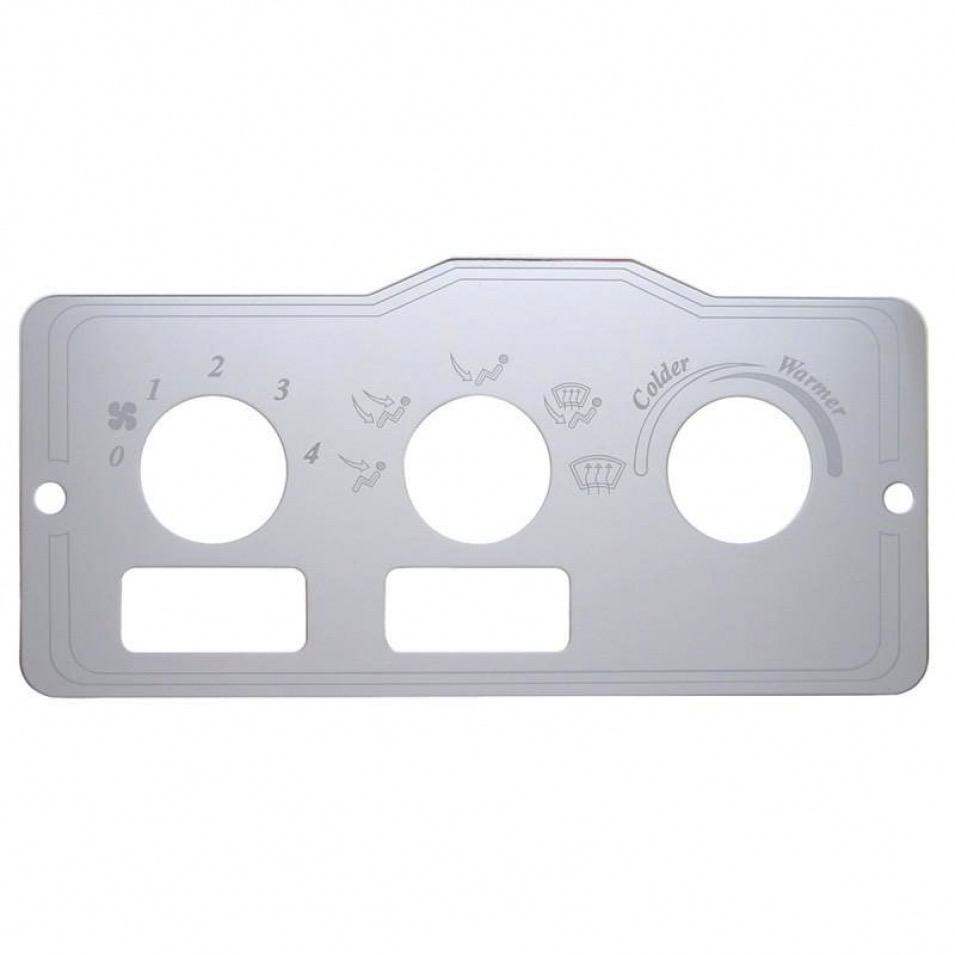 Peterbilt Stainless A/c Control Plate - 2 Square Openings - Cab Interior