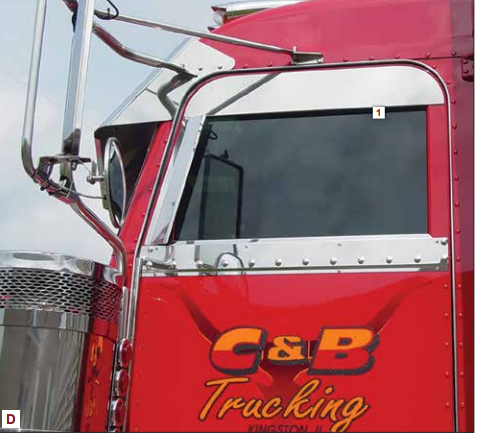 Peterbilt Top Of Door Trim 6 (Chop Top Look) Door Mounted Mirror Brackets