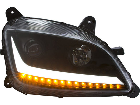 Projection Headlight with Black Reflector and Light Bar fits Peterbilt 579 & 587