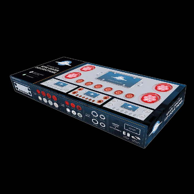 Rear Center Panel w/ Four 4" 7 LED & Six 2" 9 LED Light & Visor - Red