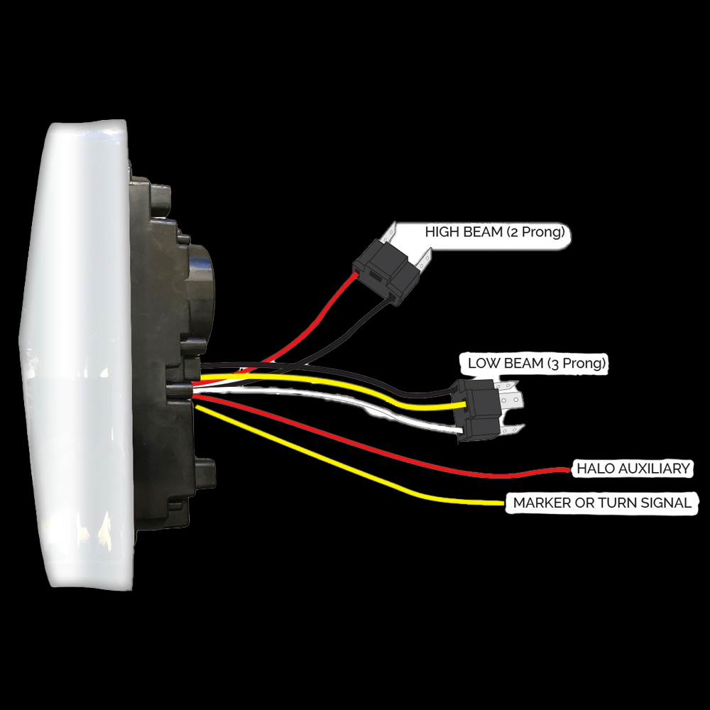 Rectangular Halo LED Projector Headlight Assembly-Passenger SIde. Freightliner classic, kenworth, peterbilt, western star