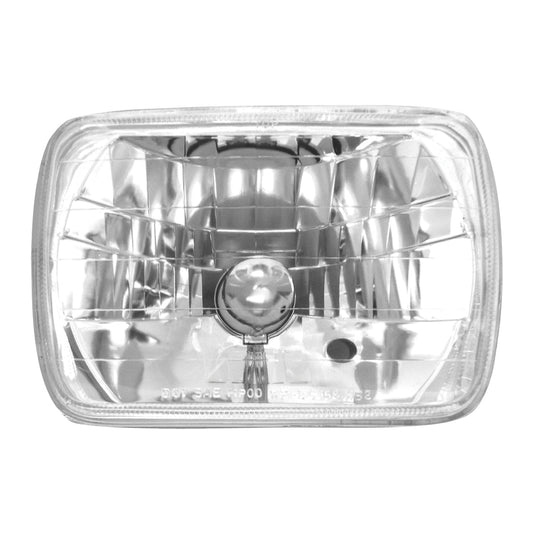 Rectangular Halogen 5" x 7" Headlight 12V, 55/60 Watt Bulb Advanced Multi-surface Aluminum Reflector Design Clear Glass Lens