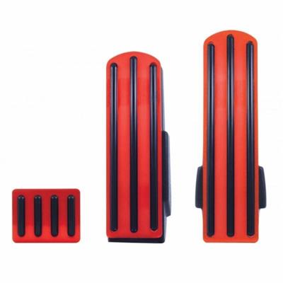 Red Anodized Pedal Set With Black Insert For 1990-05 Kenworth W900L, 1986-05 T800, & 1986-93 T600