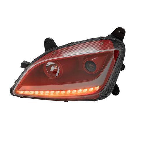 Red Housing Dragon Eye Headlight With LED Turn Signal and Day Light Bar (Driver Side ) fits Peterbilt 579 & 587