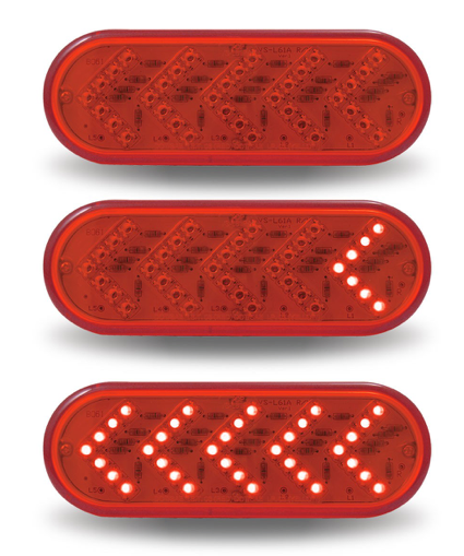 Red Stop, Turn & Tail Sequential Arrow Oval LED Light - 35 Diodes