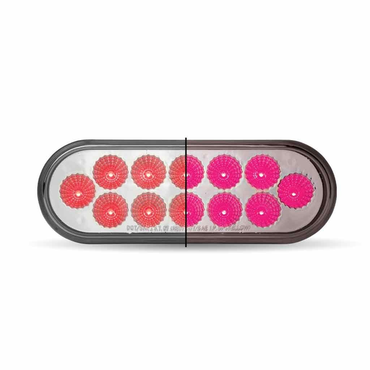 Red Stop, Turn & Tail to Pink Auxiliary Oval Dual LED Light - 12 Diodes