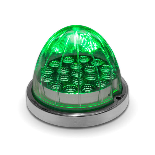 Red Turn Signal & Marker to Green Auxiliary LED Watermelon Light with Reflector Cup & Locking Ring (19 Diodes)