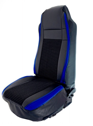 Seat Cover Leatherette & Fabric w/ Blue Strip